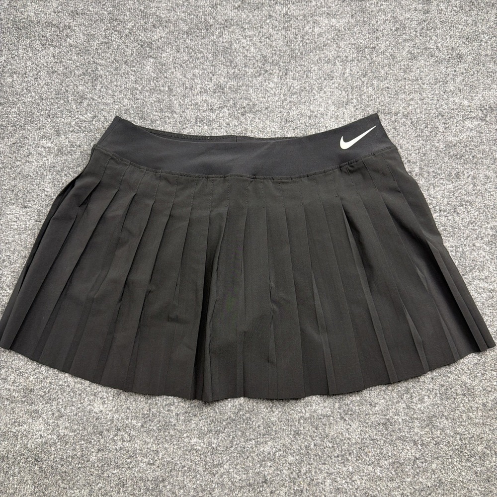 Nike Court Victory Pleated Tennis Skirt Mini Skort Built In Shorts Black Large